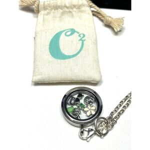 Origami Owl Silver Tone Living Locket Necklace with Charms - Beach Theme